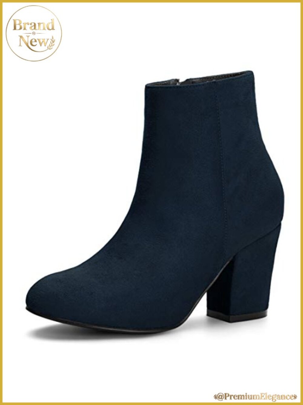 Women's Faux Suede Chunky Heel Ankle Boots with Padded Insole and Side Zip